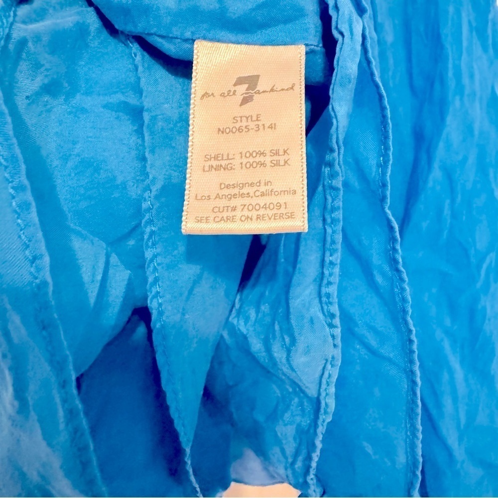 7 For All Mankind womens Blue Round Neck 100% Silk Tank Top M halter racer back - Picture 6 of 9
